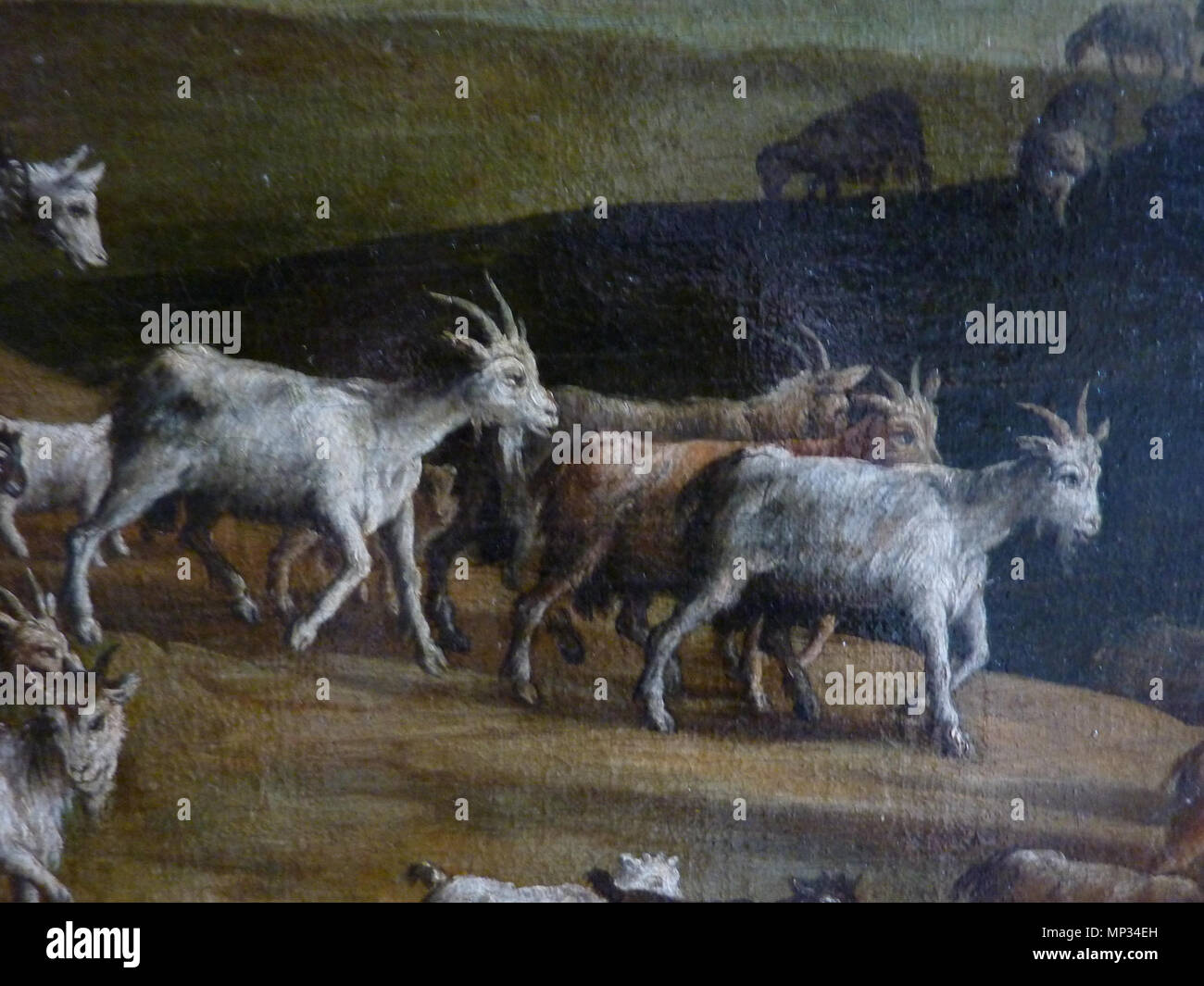 806 Les pèlerins d'Emmaüs par Paul Bril - Détail du troupeau Banque D'Images