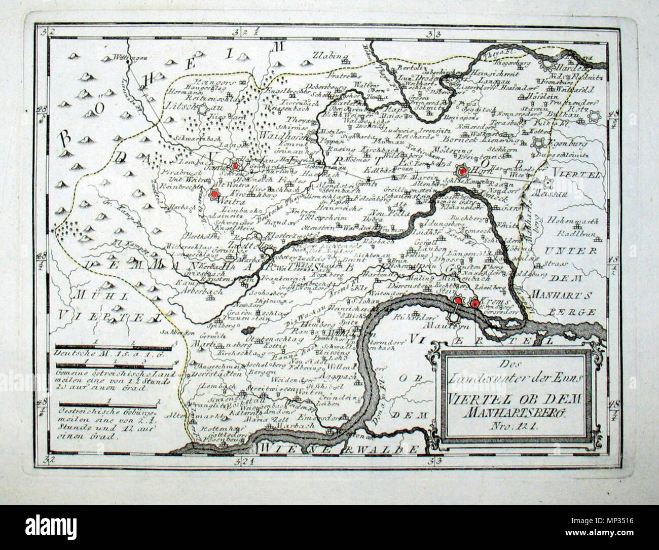 . Deutsch : Des Landes unter der Enns Viertel) Manhartsberg. Nro. 121. Kolorierter Kupferstich . 1791/1792. Johann Franz Joseph von Reilly (1766-1820) Noms alternatifs Reilly, Franz Johann Joseph von Description Éditeur et écrivain autrichien Date de naissance/Décès 18 Août 1766 6 juillet 1820 Lieu de naissance/décès Vienne Vienne 1790 - 1800 période de travail lieu de travail de contrôle de l'autorité de Vienne : Q113944 : 102371035 VIAF ISNI : 0000 0001 1839 240X RCAC : n88624007 GND : 118748017 158784243 851 WorldCat SUDOC : Site de l'Autriche en 1791-1792 par Reilly 121 Banque D'Images