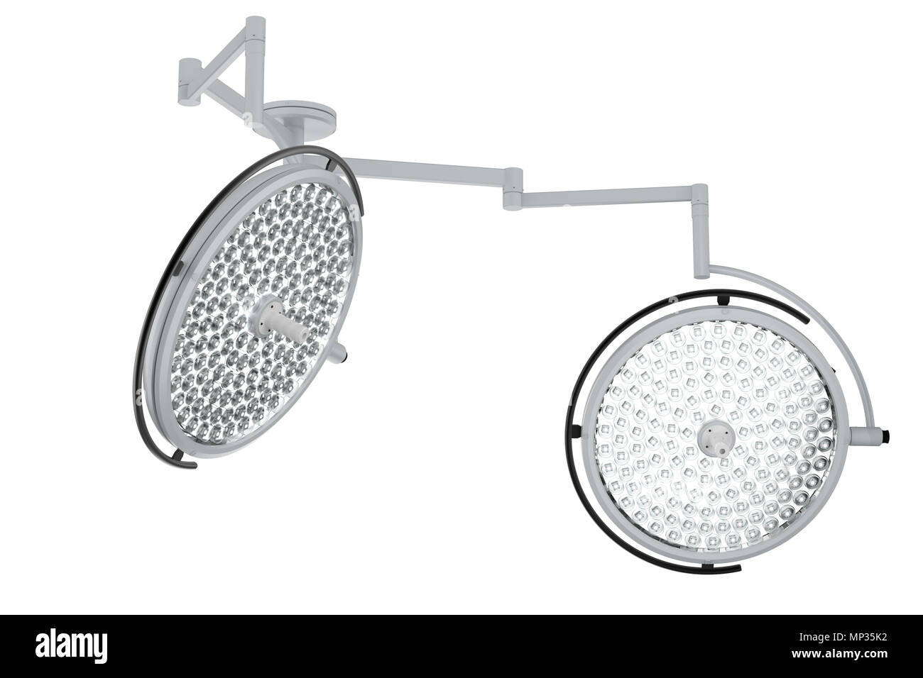 Le rendu 3D deux feux ou chirurgie Lampes médicales isolated on white Banque D'Images