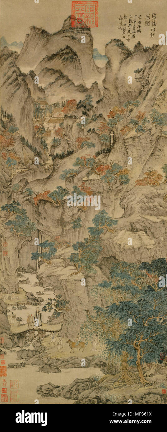 . 中文 : 葛稚川移居图 Français : Wang Meng. Ge Zhichuan Déménagement sa demeure. ca. 1360s 139x58cm Palace Museum (Cité interdite), Beijing. English : Wang Meng, " libre Ge Zhichuan" (葛稚川移居图). vers les années 1360, 139 x 58 cm, Musée du palais (Cité interdite), Pékin. circa 1360s. Wang Meng (1308-1385) Description - peintre Date de naissance/décès 1308 1385 Lieu de naissance/décès Shanghai Nanjing période de travail, lieu de travail de la dynastie Yuan Tai'an (泰安), Shandong contrôle d'autorité : Q700903 : VIAF 812075 ISNI : 0000 0000 6316 5102 ULAN : 500327905 RCAC : nr90012932 36685857 1250 NLA : WorldCat Wang Meng. Ge Zhi Banque D'Images