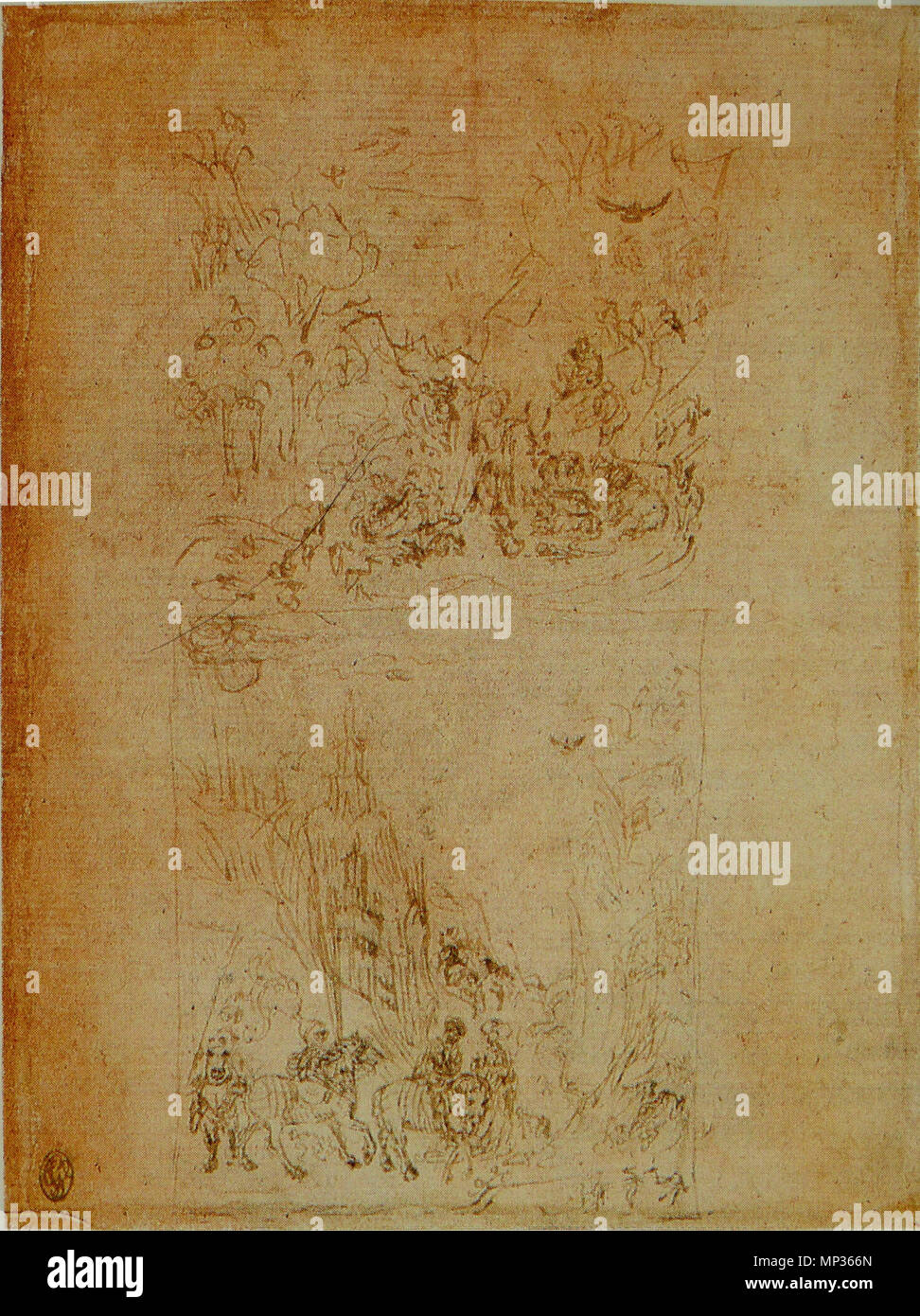 English : Saint Jean-Baptiste prêchant. Une dame, chevalier de l'ONU et ses écuyers du 15ème siècle. 1006 Pisanello - Codex Vallardi 2594 v Banque D'Images English : Saint Jean-Baptiste prêchant. Une dame, chevalier de l'ONU et ses écuyers du 15ème siècle. 1006 Pisanello - Codex Vallardi 2594 v Banque D'Images