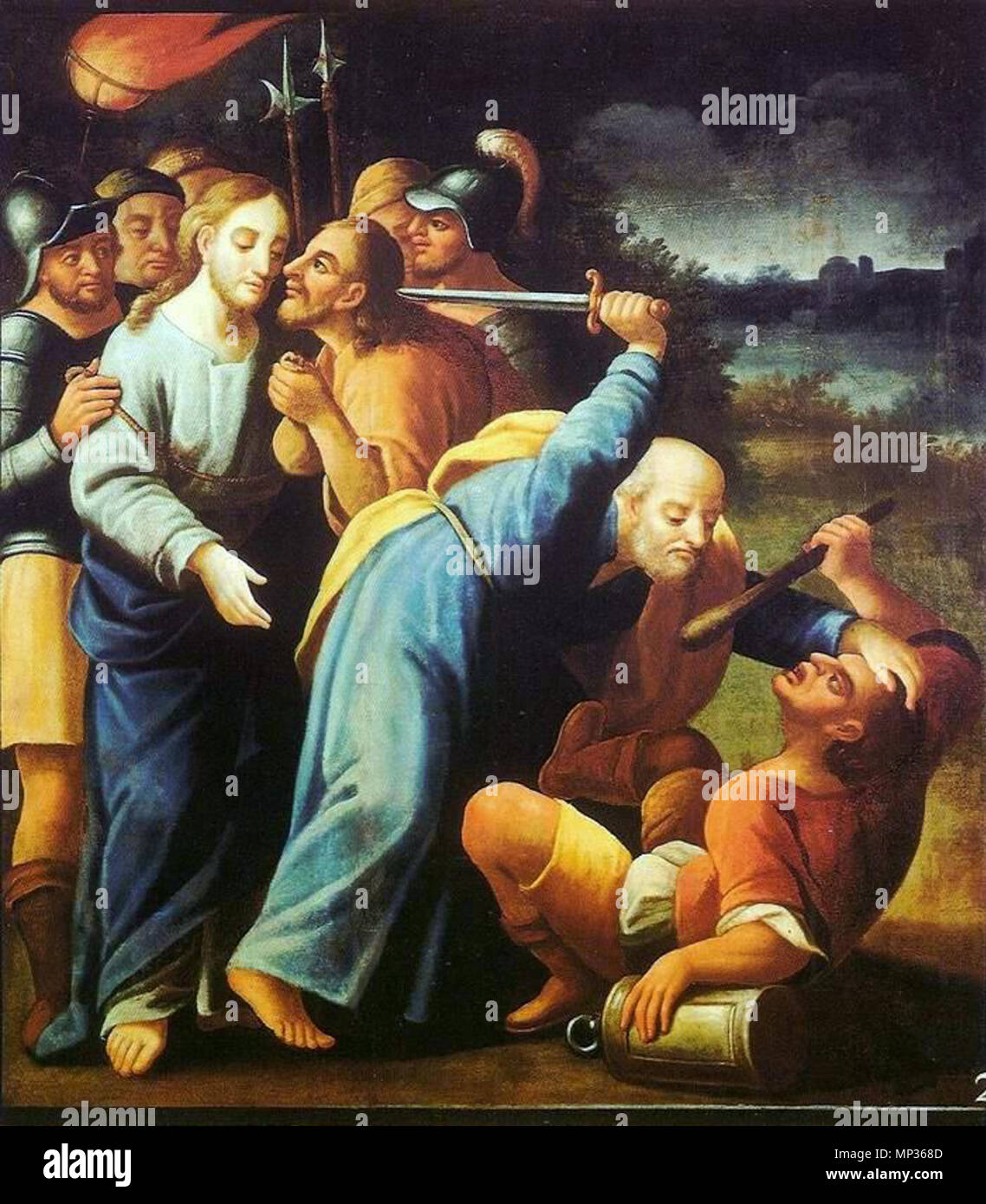 745 José Joaquim da Rocha - O de Beiji Judas e Pedro cortando un orelha de Malchus Banque D'Images