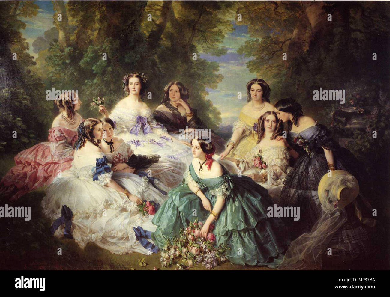 Anglais l'Impératrice Eugénie entourée de ses Dames en attendant