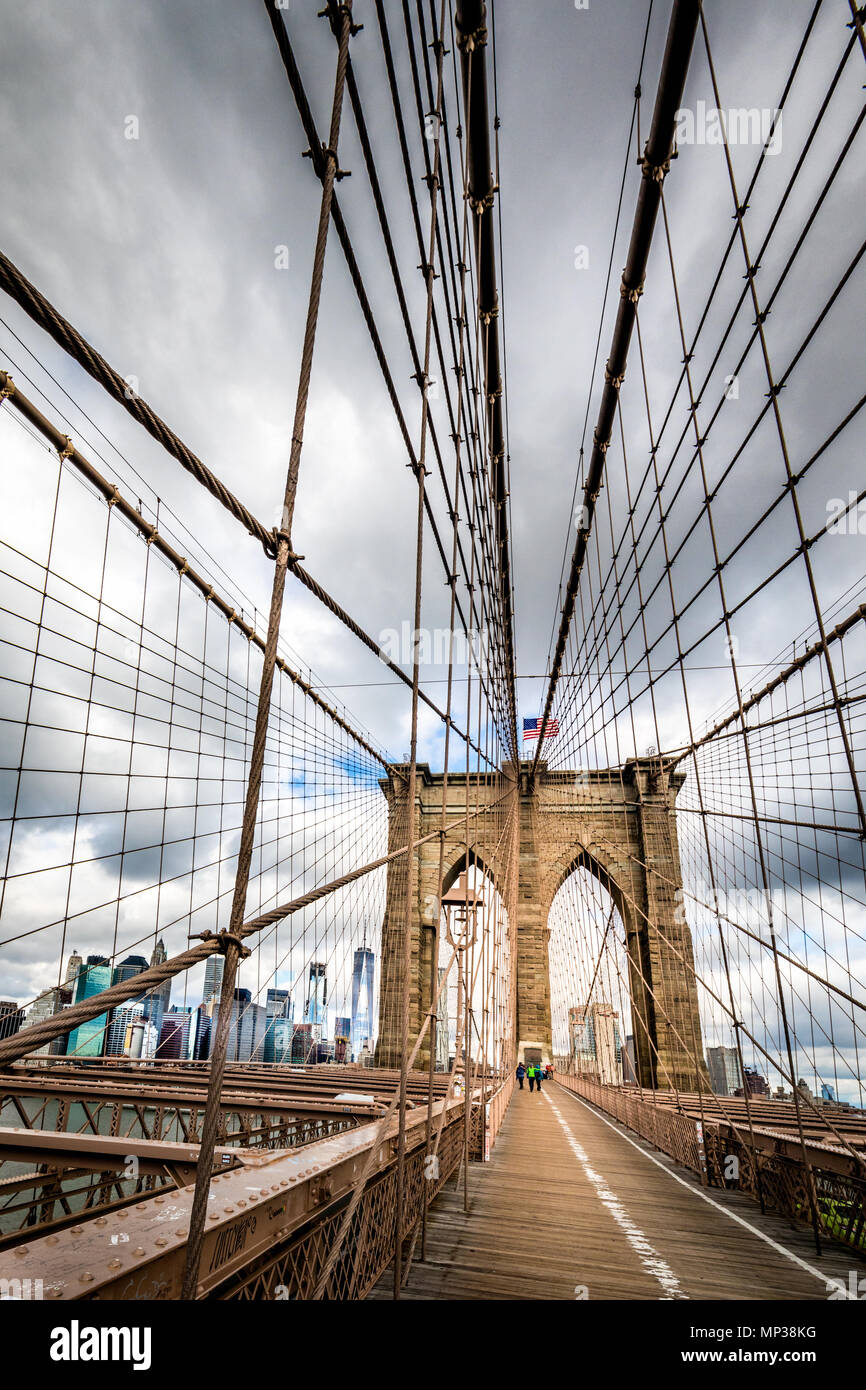 Le Pont de Brooklyn à New York City, USA. Banque D'Images
