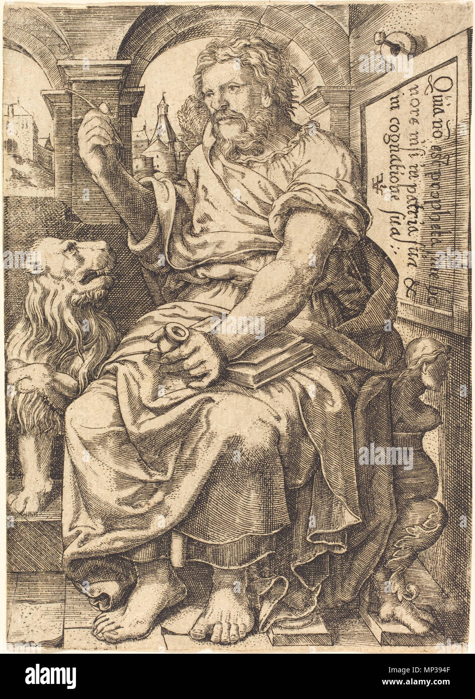 Johann (Ladenspelder allemand, 1512 - 1561 ou après ), Saint Marc , gravure, Rosenwald Collection Saint Mark 16e siècle. Johann 726 Ladenspelder - Hl. Markus Banque D'Images