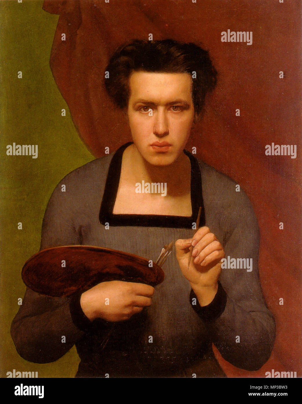 Louis Janmot (1814-1892) Portrait de l'artiste huile sur toile 1832 Collection privée Portrait de l'artiste 1832. 823 Louis Janmot - Portrait de l'artiste Banque D'Images