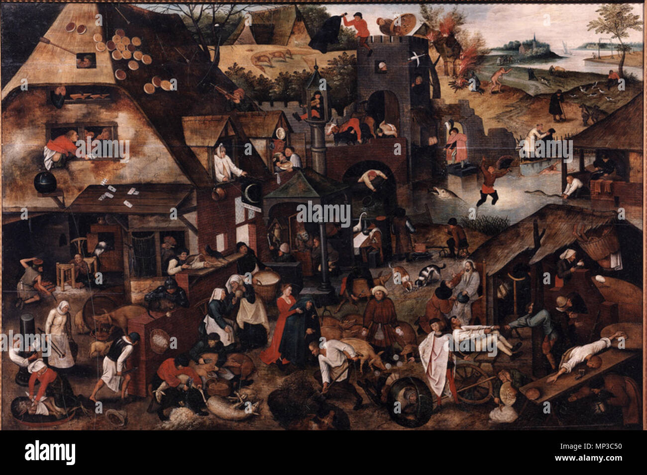 1607 Proverbes flamands. 991 Pieter Brueghel le Jeune - Proverbes Flamands Banque D'Images