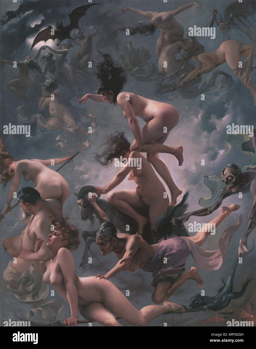 Anglais : Vision de Faust va leur sabbat des sorcières (ou le départ des sorcières, alias la vision de Faust) [1] 1878. 1270 va leur sabbat des sorcières (1878), de Luis Ricardo Falero Banque D'Images