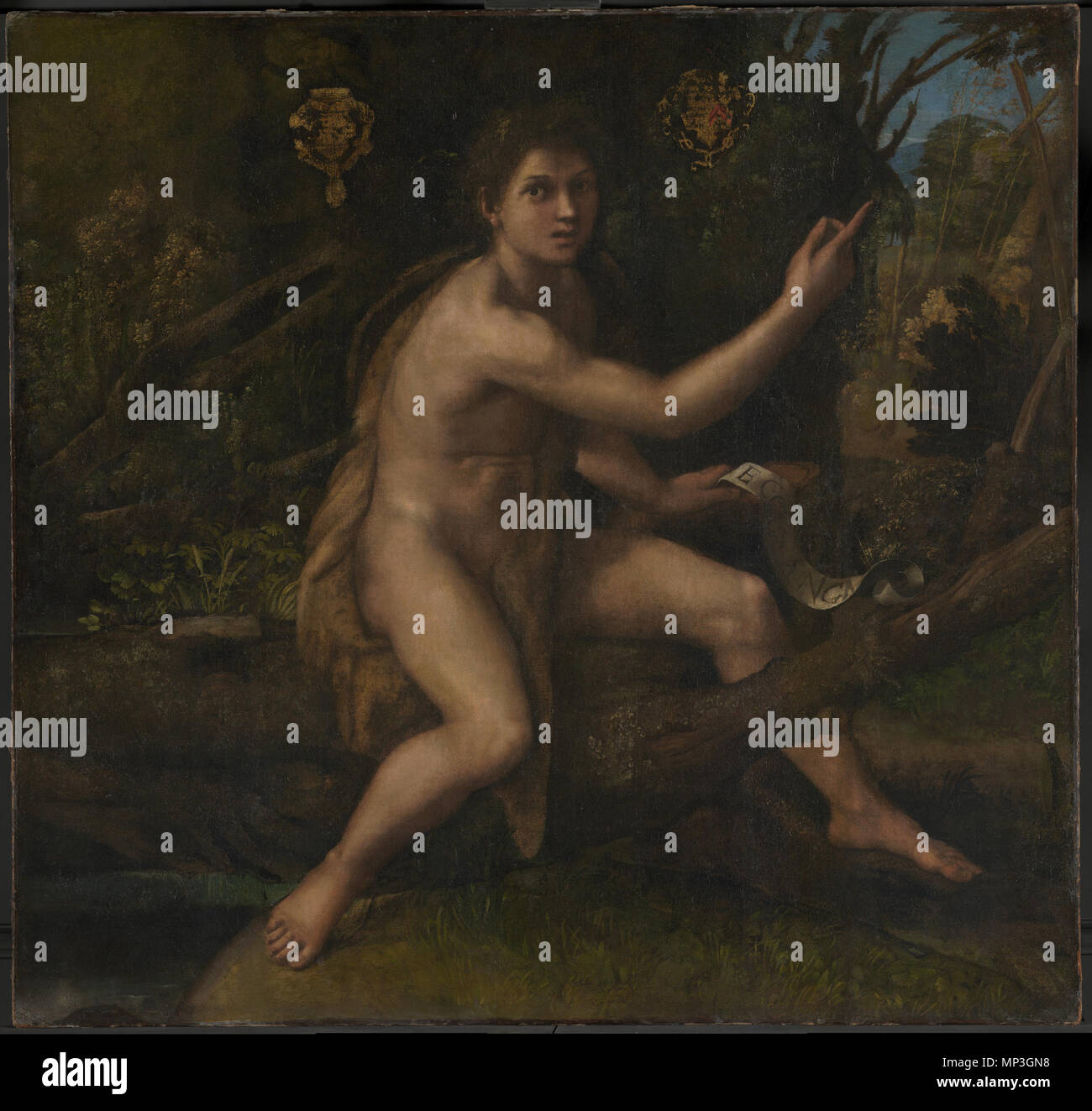 English : Sainte Jean-Baptiste . Português : São João Batista no deserto . 1519. 1086 Sainte Jean-Baptiste, par Raffaello Sanzio, du C2RMF Banque D'Images English : Sainte Jean-Baptiste . Português : São João Batista no deserto . 1519. 1086 Sainte Jean-Baptiste, par Raffaello Sanzio, du C2RMF Banque D'Images