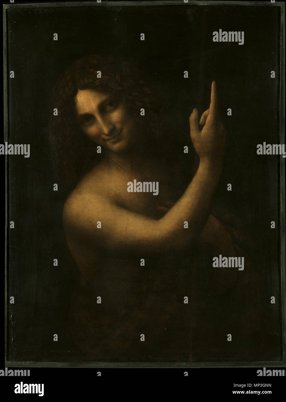 Deutsch : Hl. Johannes der Täufer Italiano : San Giovanni Battista Français : Anglais : Saint Jean-Baptiste Saint Jean Baptiste 1513-1516. 1084, Saint Jean-Baptiste de Léonard de Vinci, à partir de C2RMF Banque D'Images Deutsch : Hl. Johannes der Täufer Italiano : San Giovanni Battista Français : Anglais : Saint Jean-Baptiste Saint Jean Baptiste 1513-1516. 1084, Saint Jean-Baptiste de Léonard de Vinci, à partir de C2RMF Banque D'Images