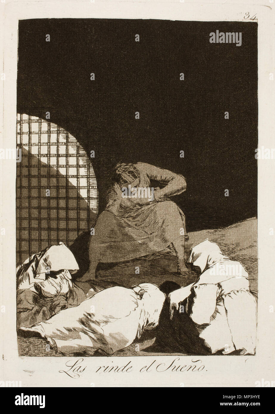 Museo del Prado - 913 - Caprichos de Goya - N° 34 - Las rinde El Sueño Banque D'Images