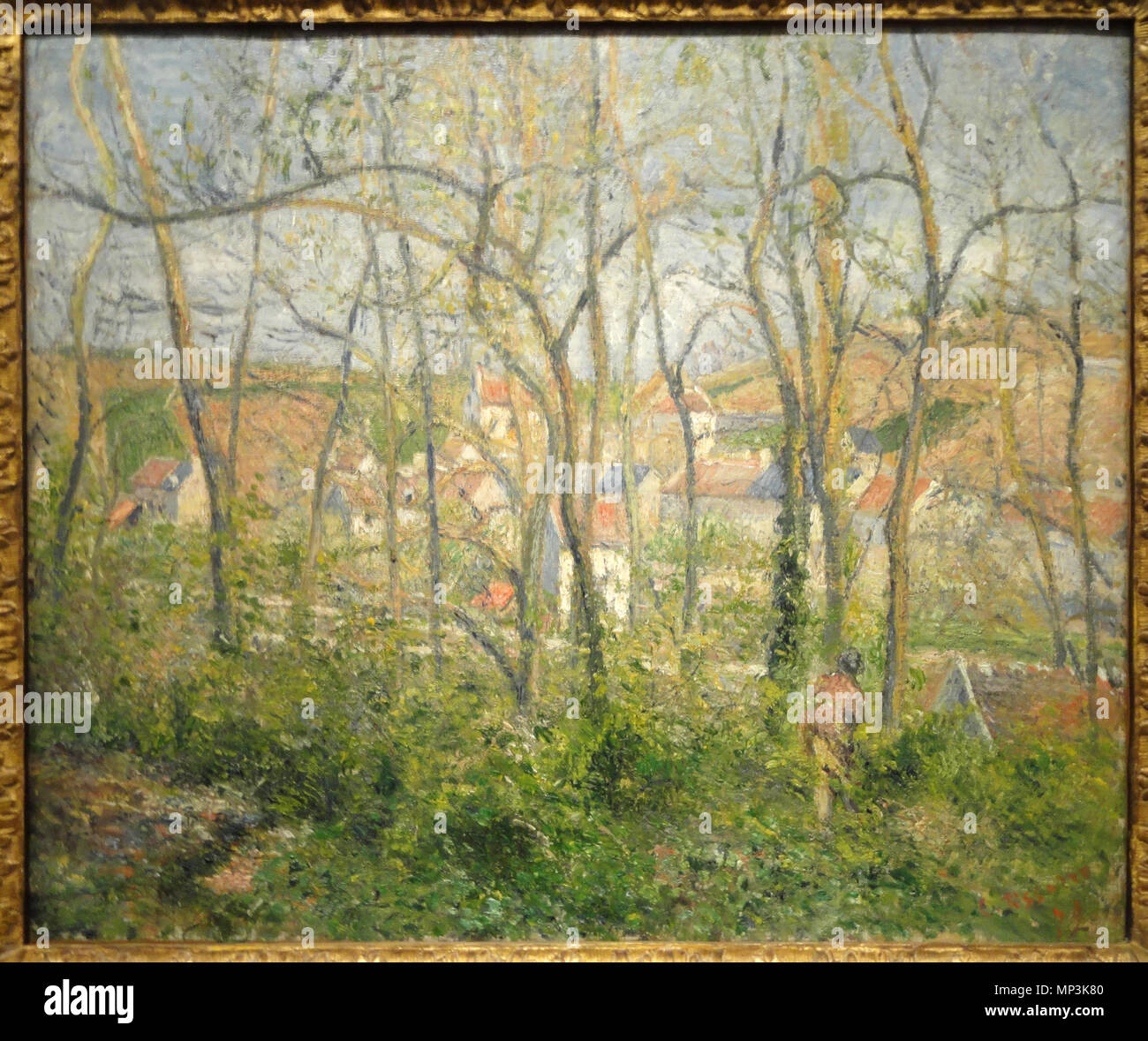 Paysage boisé à l'Hermitage, Pontoise / Vue de l'Hermitage à travers les arbres, Pontoise 1879. Paysage boisé 1273 à l'Hermitage, Pontoise, Camille Pissarro, 1879 - Nelson-Atkins Museum of Art - DSC08991 Banque D'Images