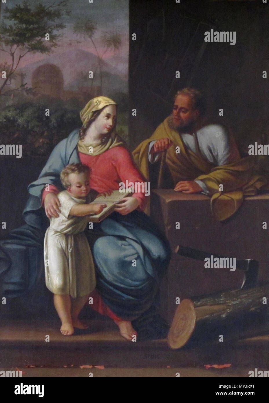 . Alsace, Bas-Rhin, Strasbourg, Église simultanée Saint-Etienne (PA67000035, IA67006252). Tableau "La Sainte Famille" (Joseph Sorg (1791-1870) ou Louis Sorg (1823-1863), huile sur toile, 130cm de haut, 1848) : Cet objet est indexée dans la base Palissy, base de données du patrimoine mobilier français du ministère français de la culture, sous la référence IM67010682. Brezhoneg | Français | Deutsch | English | Español | Français | English | Deutsch | Italiano | Português | Plattdüütsch |  +/- . 6 avril 2012. © Ralph Hammann - Wikimedia Commons 1250 Wangen Temple08 Banque D'Images