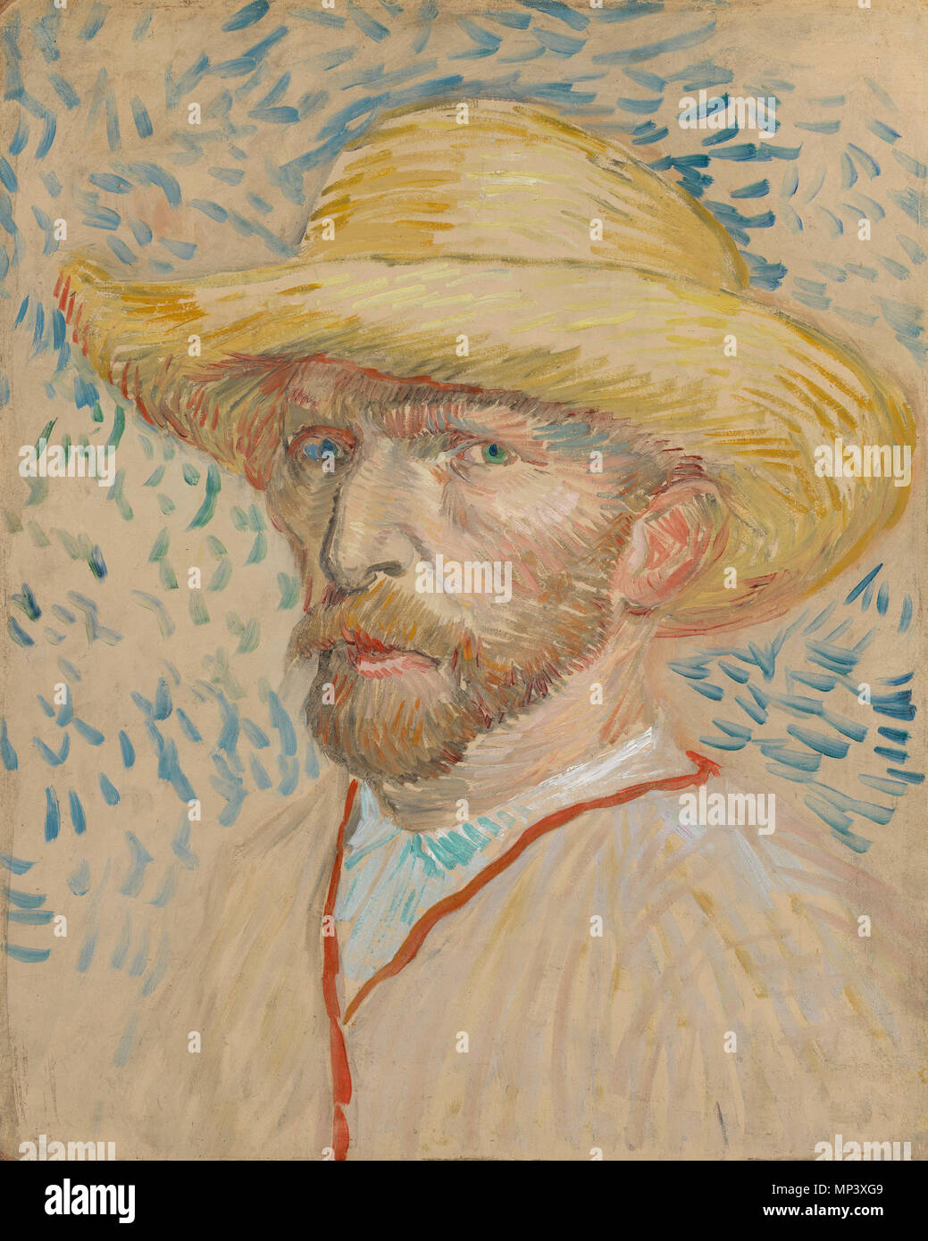 Anglais : Self-Portrait with Straw Hat Nederlands : Zelfportret rencontré strohoed . Anglais : peinture de Vincent van Gogh, 1887 Nederlands : Schilderij van Vincent van Gogh, 1887 . 1887. 1282 Zelfportret rencontré strohoed - s0164V1962 - Van Gogh Banque D'Images