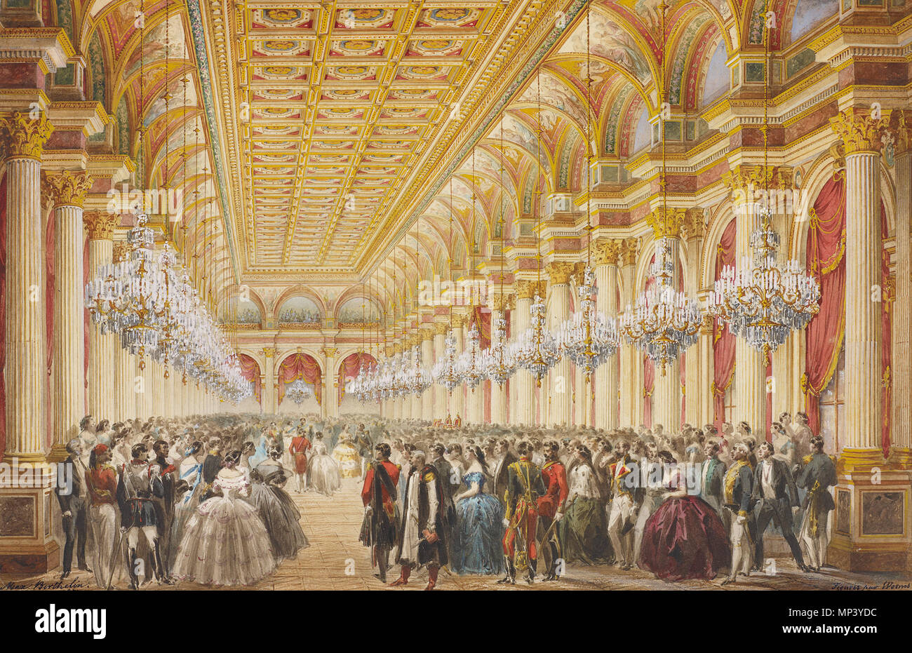 . Anglais : La galerie des fêtes de l'Hôtel de Ville de Paris pour la visite de la reine Victoria 23 août 1855 . 12 septembre 2012, 15:26:21. Max Berthelin 1174 La galerie des fêtes de l'Hôtel de Ville de Paris pour la visite de la reine Victoria 23 août 1855 Banque D'Images