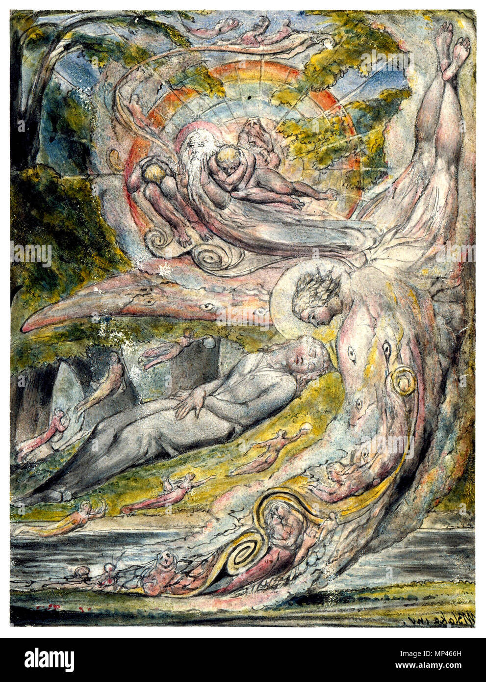 . Milton's rêve mystérieux, Aquarelle Illustration à Milton's L'Allegro et il Penseroso par William Blake . Entre 1816 et 1820. Art par William Blake 972 Penseroso &AMP ; L'Allegro William Blake11 Banque D'Images