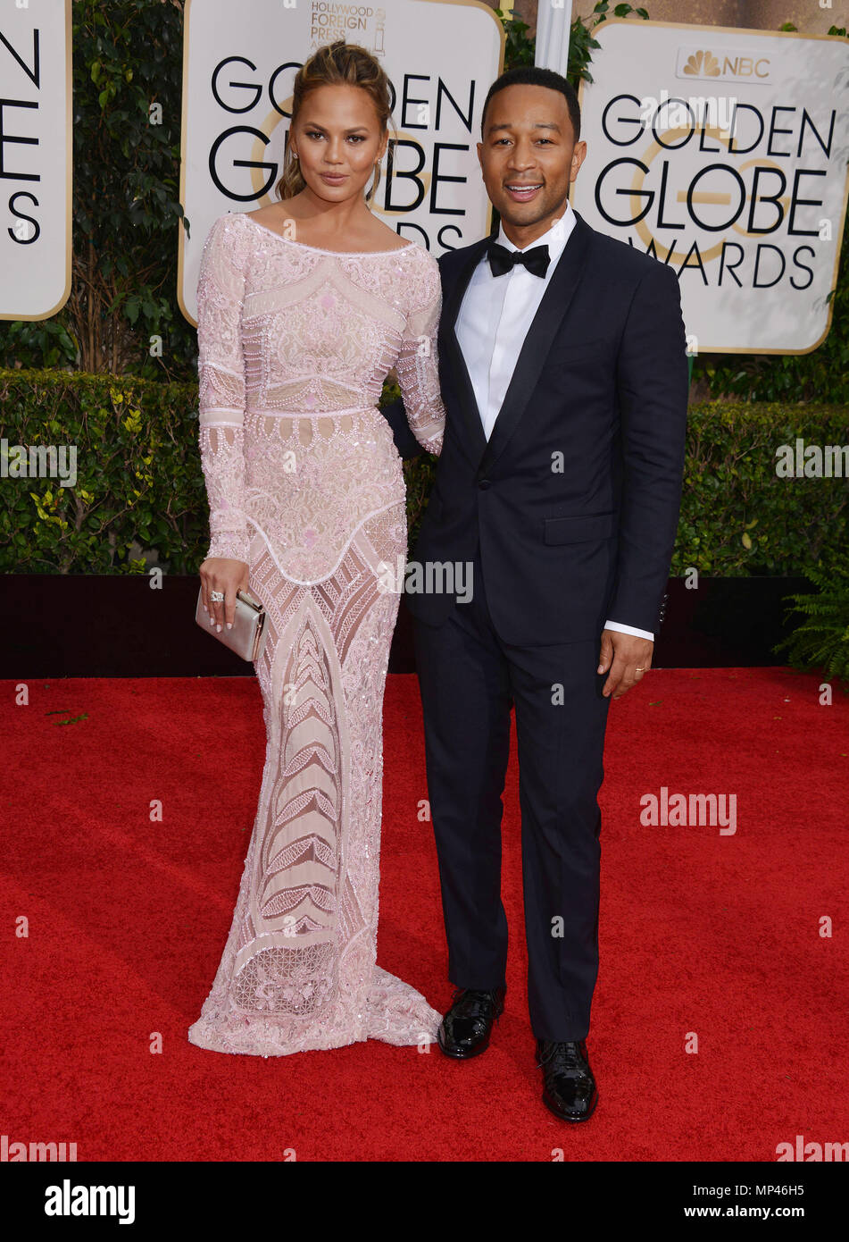 Chrissy Teigen, John Legend 553 à la 72e Golden Globe Awards 2015 à l'hôtel Beverly Hilton à Los Angeles. 11 janvier 2015Chrissy Teigen, John Legend 553 ------------- Red Carpet Event, Vertical, USA, Cinéma, Célébrités, photographie, Bestof, Arts, Culture et divertissement, Célébrités Topix fashion / Vertical, Best of, événement dans la vie d'Hollywood, Californie - Tapis rouge et en backstage, USA, Cinéma, Célébrités, cinéma, télévision, Célébrités célébrités musique, photographie, Arts et culture, Bestof, divertissement, Topix, verticale de la famille de l'année , 2015, enquête Banque D'Images