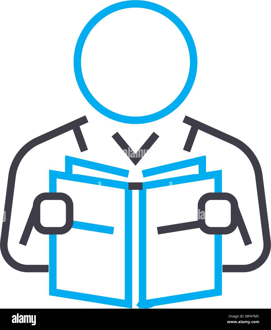 La lecture de livres concept icône linéaire. La lecture de livres affiche, symbole vecteur ligne, illustration. Illustration de Vecteur