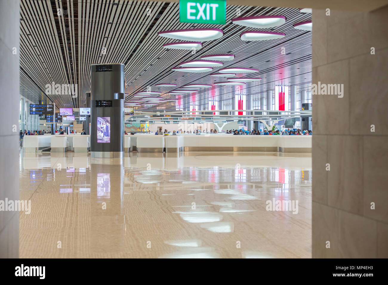 Le terminal 4 de l'aéroport de Singapour Changi est un nouveau terminal de passagers construit pour faciliter davantage de vols et de passagers dans un avenir proche. Banque D'Images