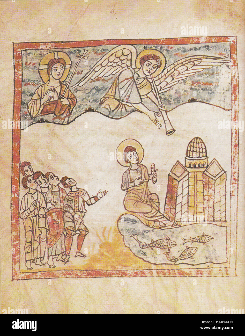 . Auf Deutsch : Vision de Patmos . entre 800 et 850. Anonym (1. Hälfte des 9. Jahrhunderts) 1204 3v fol Trierer Apokalypse Banque D'Images