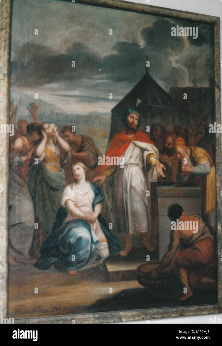 . Kreuzgang im Kloster Ottobeuren - Jiftachs Tochter wird als Gott Brandopfer (dargebracht 11,39 Ri) (1722) . 10 juillet 1999. Joseph Ruffini (1690-1749), photographié par Hermetiker Kreuzgangbilder 769 Kloster Ottobeuren - À 05 Banque D'Images
