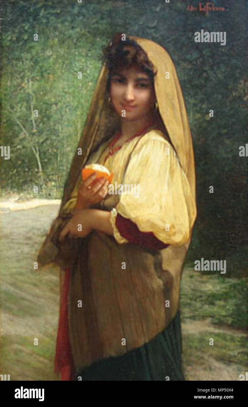 Anglais : Femme avec une orange . 1272 Femme avec une orange Banque D'Images