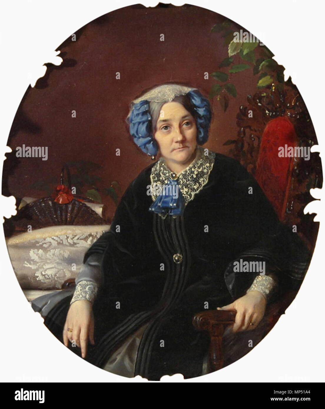 . Anglais : Sergueï CONSTANTINOVITCH ZARIANKO (Fédération de 1818-1870) Portrait de la Princesse Isabella Adamovna Gagarina, fin des années 1850 huile sur toile, 58,2 x 50,2 ovale cm (23 x 19 1/4 in.) porte cyrillique inscription sur civière S.K. Zaryanko Morzenkova 1848 Provenance : Collection du Prince C. N. 3068, Moscou, avant 1917 ; Khudozhestvenii-Mos Salon cultura, Moscou, no. 495 Sotheby's New York, le 26 avril 2006, lot 16 : LITTÉRATURE Vremia Sobirat : Zarubezhnih Russkoe Iskusstvo iz Chastnih Kollktsii [le temps de rassembler l'Art Russe : à partir de collections privées étrangères] (Musée Russe, Palace Editions : 2007), p.68 L Banque D'Images