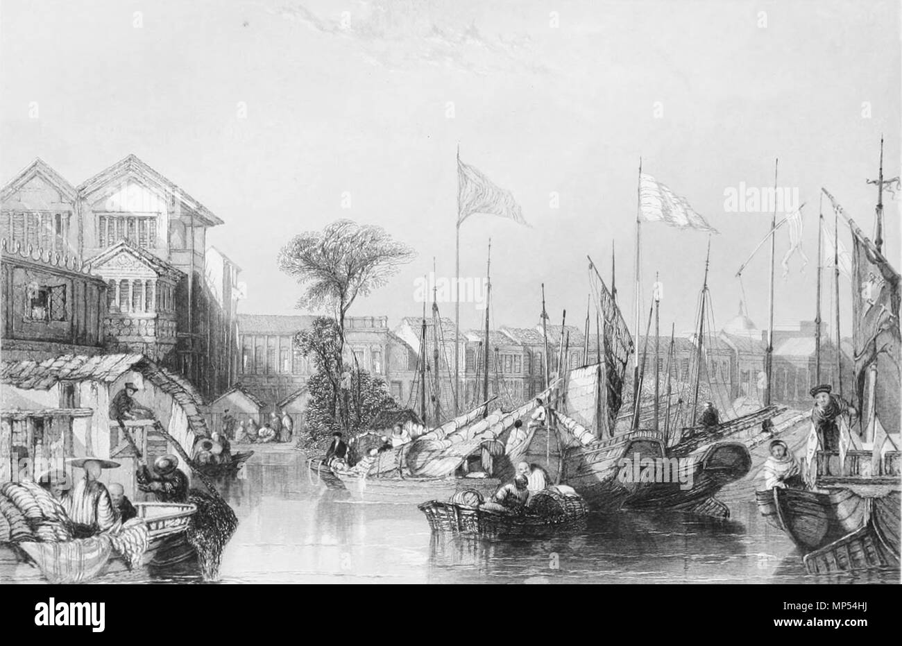 . Anglais : l'usine à Canton. 1838. Thomas Allom après Auguste Borget 1173 l'usines européennes Canton Banque D'Images