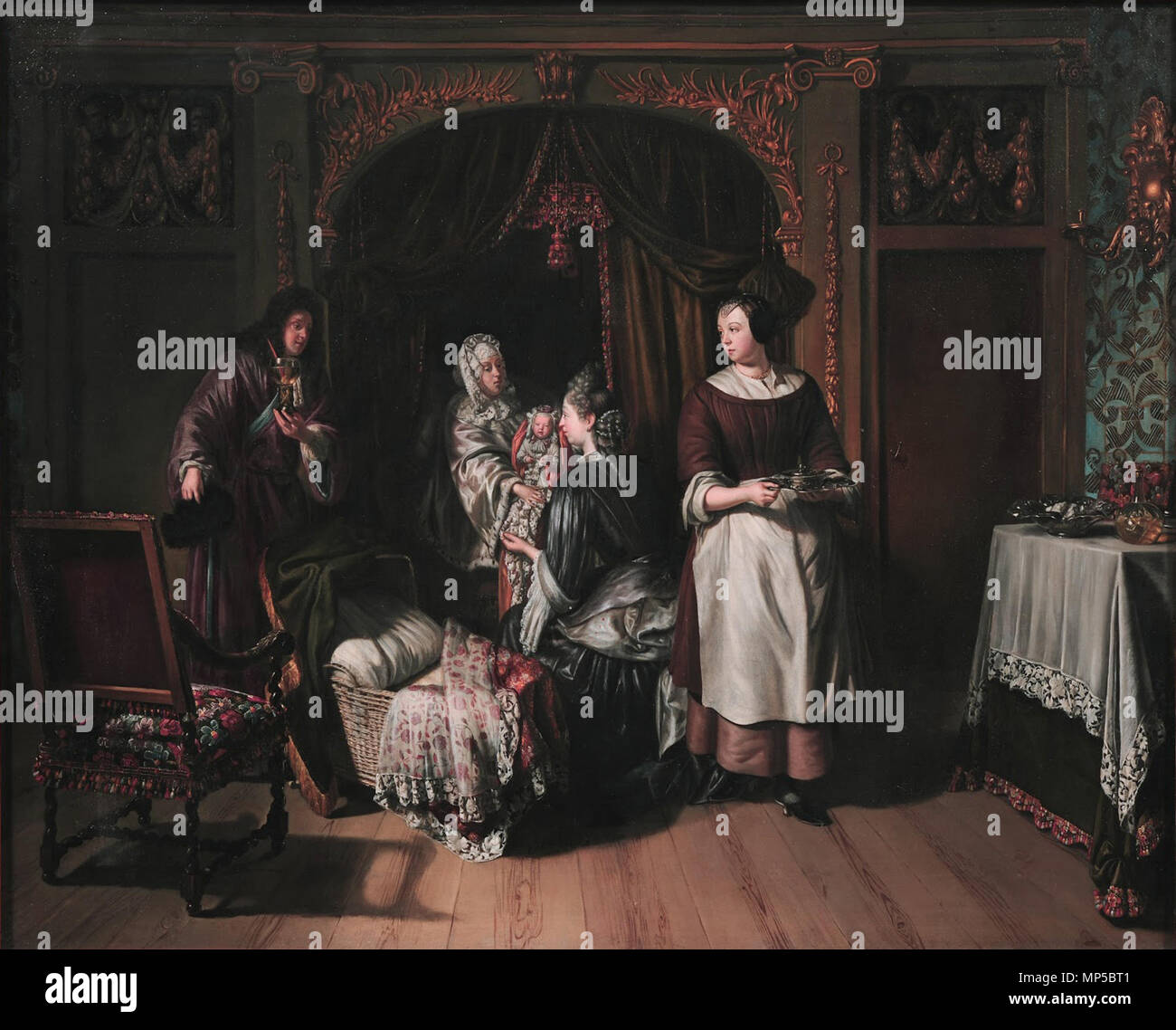 La pépinière *huile sur toile 101 x 87 cm * *signé b.l. : Naiveu F La pépinière, par Matthijs Naiveu Matthys Naiveu 876 - Visite de la pépinière - WGA16412 Banque D'Images