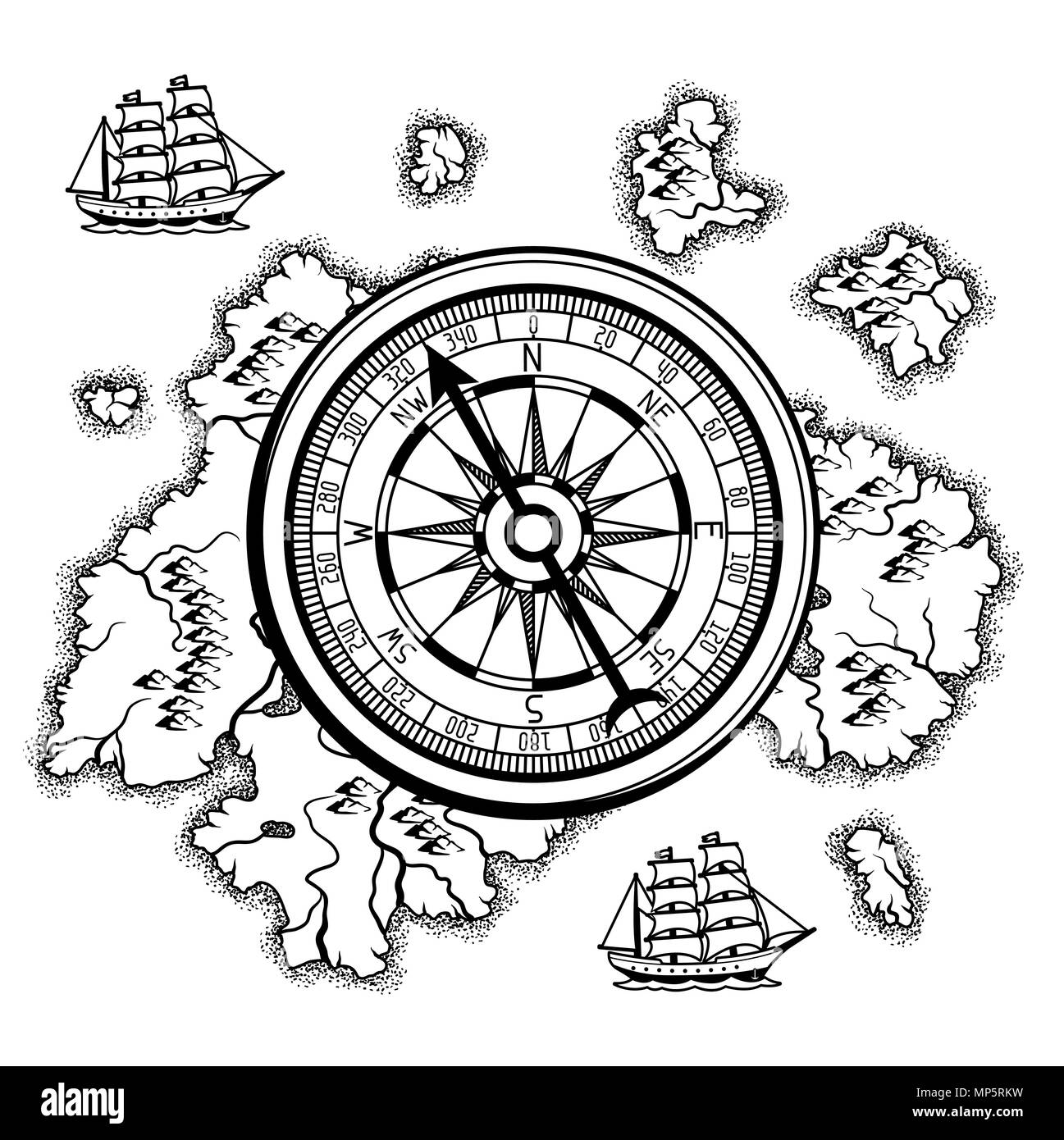 Contexte Avec l'ancienne carte nautique. Illustration de Vecteur