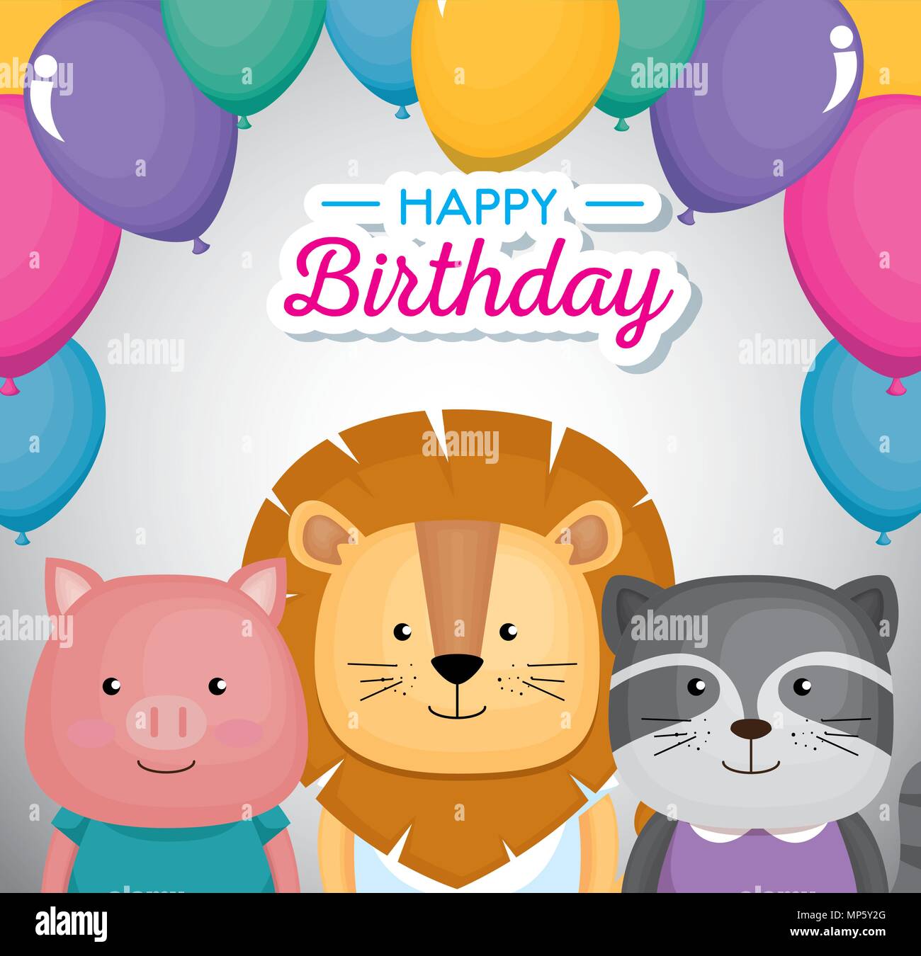 Joyeux Anniversaire Carte Avec Des Animaux Image Vectorielle Stock Alamy