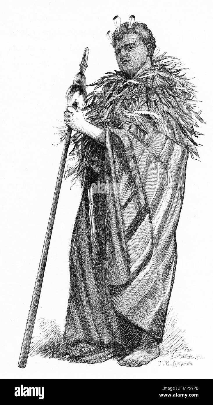 Gravure du chef Maori Tamati Waka Nene, en Nouvelle-Zélande. À partir de l'Atlas pittoresque d'Australasie Vol 3, 1886 Banque D'Images