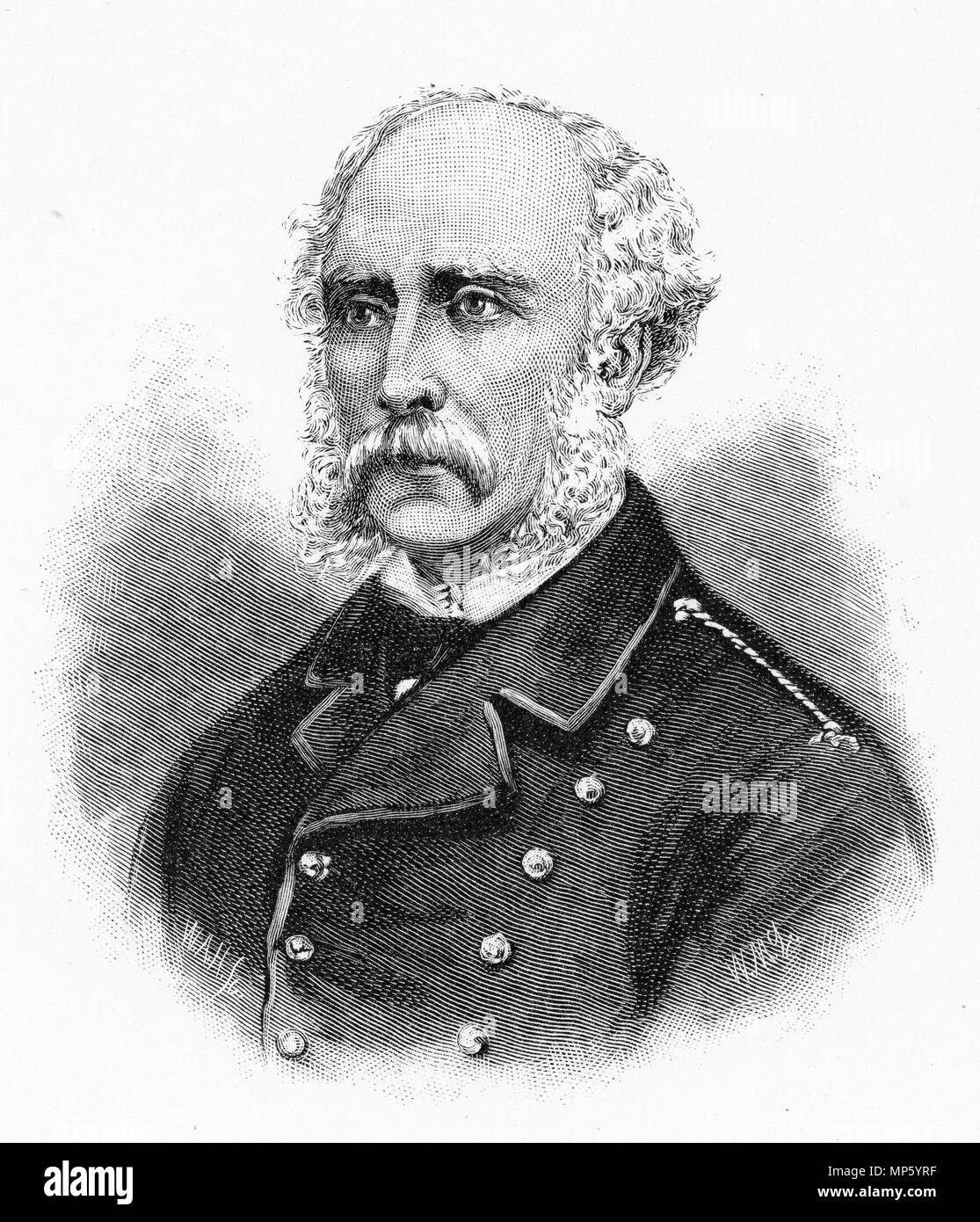 Gravure du chef des forces britanniques pendant la guerre des terres de Nouvelle-Zélande, le général Cameron. À partir de l'Atlas pittoresque d'Australasie Vol 3, 1886 Banque D'Images