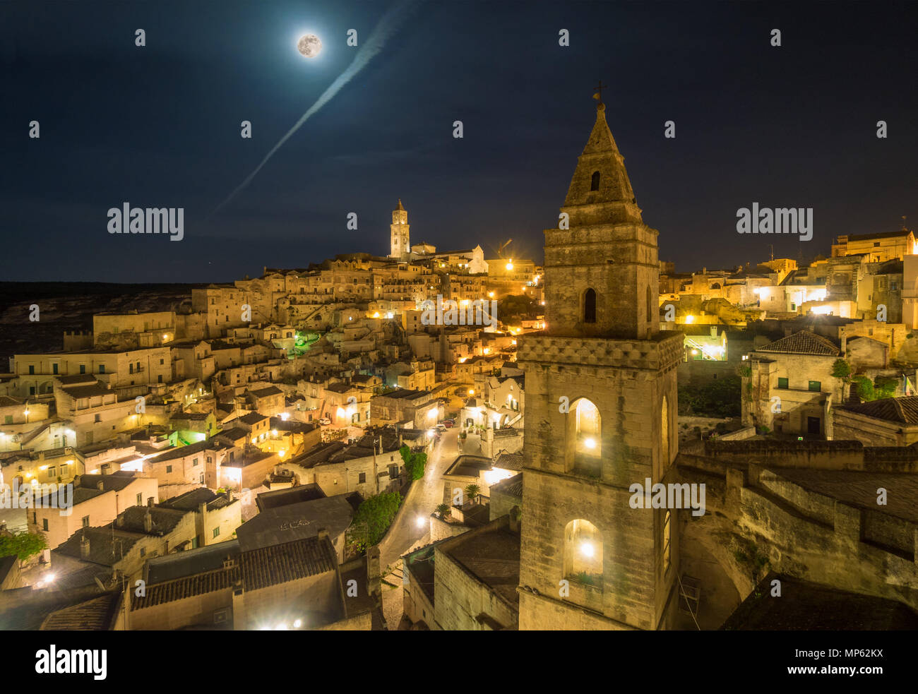 Matera (Basilicate) - Le centre historique de la merveilleuse ville de pierre du sud de l'Italie, une attraction touristique pour le fameux 'Sassi' vieille ville. Banque D'Images