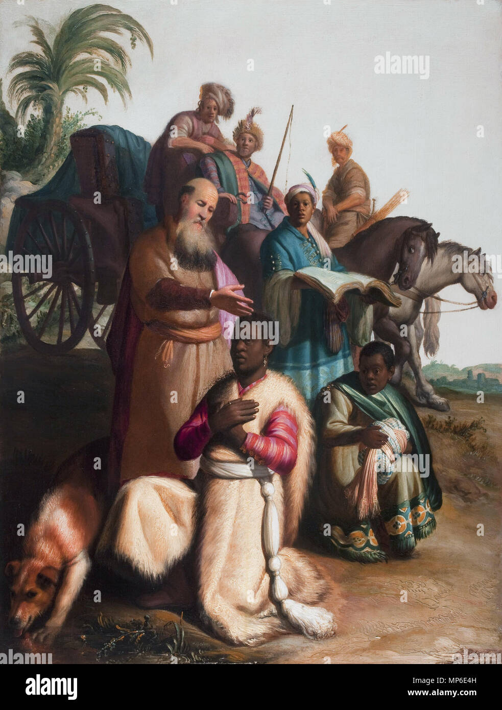 Le baptême de l'eunich *huile sur panneau 63,5 x 48 cm * *signé b.r. : RH 1626 Le baptême de l'eunich par Rembrandt, Rembrandt, 1052 Le baptême de l'eunuque, 1626, Museum Catharijneconvent, Utrecht Banque D'Images
