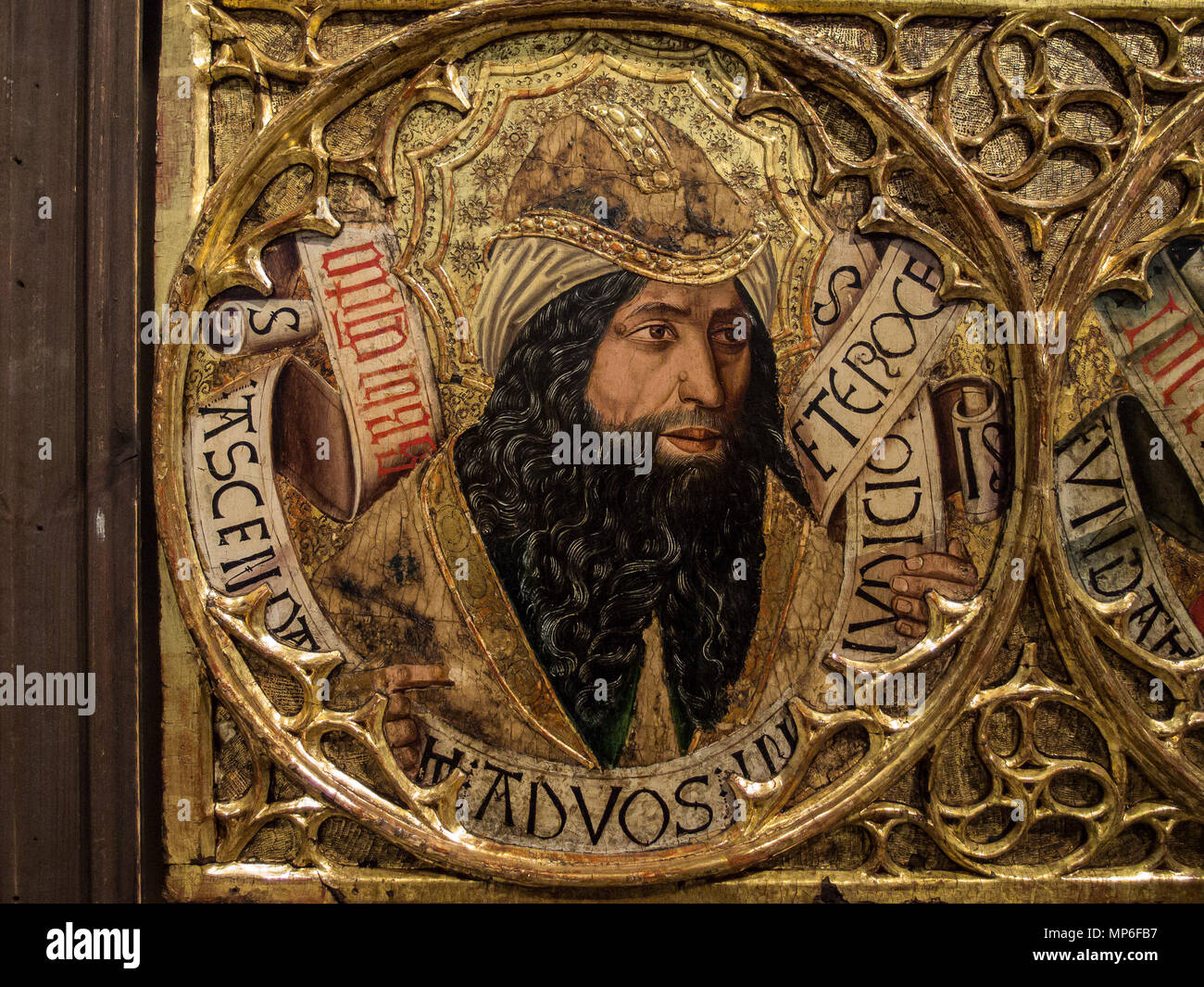 Appareil photo numérique Olympus El profeta Jeremías . Español : La obra représen al profeta Jeremías, y forma parte del retablo de la Santa Cruz de Blesa. . Entre 1481 et 1487 circa circa. 914 Museo Provincial de Saragosse - PC301790 Banque D'Images