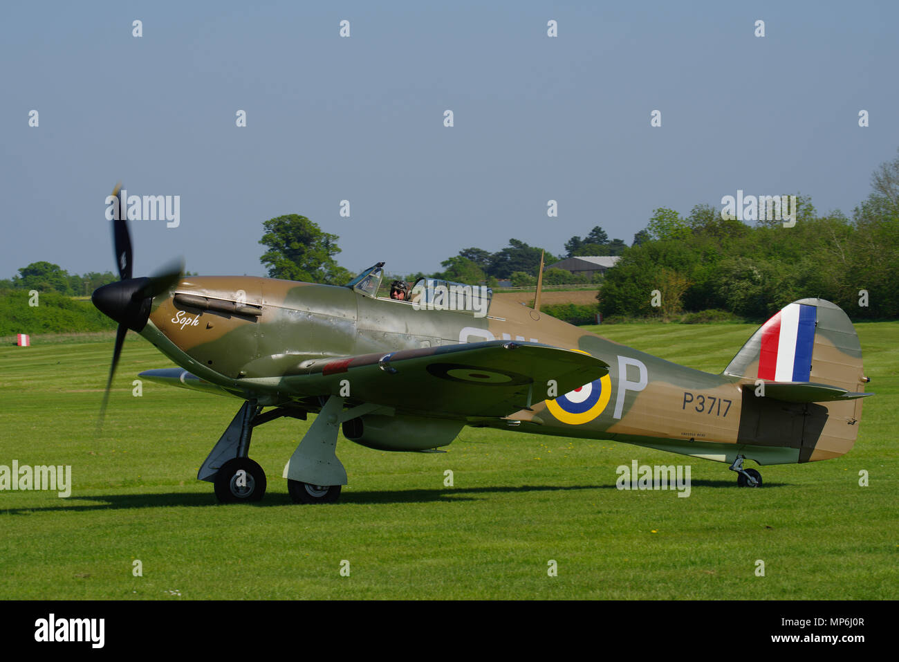 Hawker Hurricane Mk 1, P3717, G-HITT, Shuttleworth Collection, ancien gardien, Bedfordshire, Banque D'Images