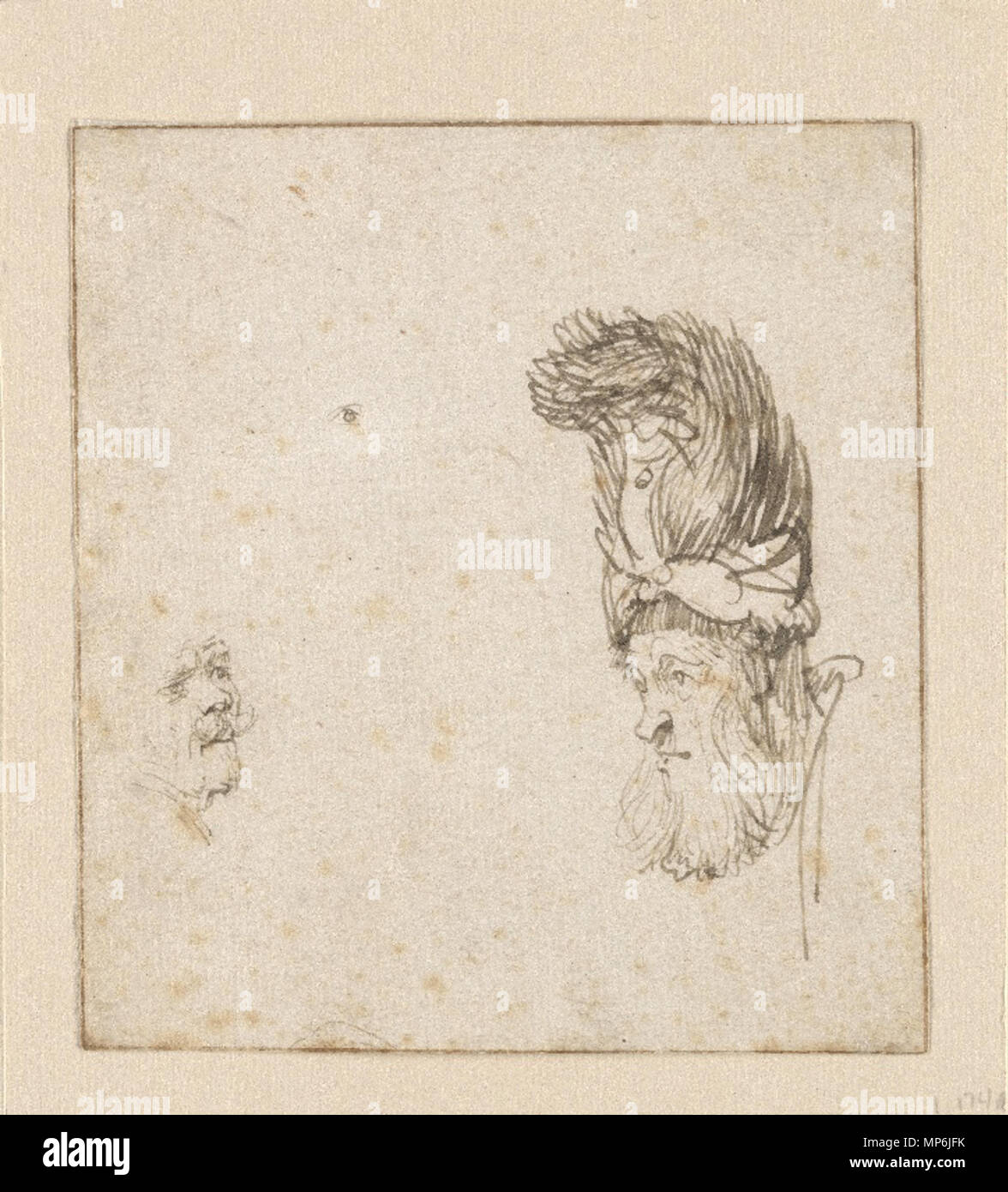 Vieil Homme barbu dans un haut bonnet de fourrure ; Auto-portrait entre vers 1634 et vers 1635. Rembrandt 1052 Vieil Homme barbu dans un haut bonnet de fourrure Banque D'Images
