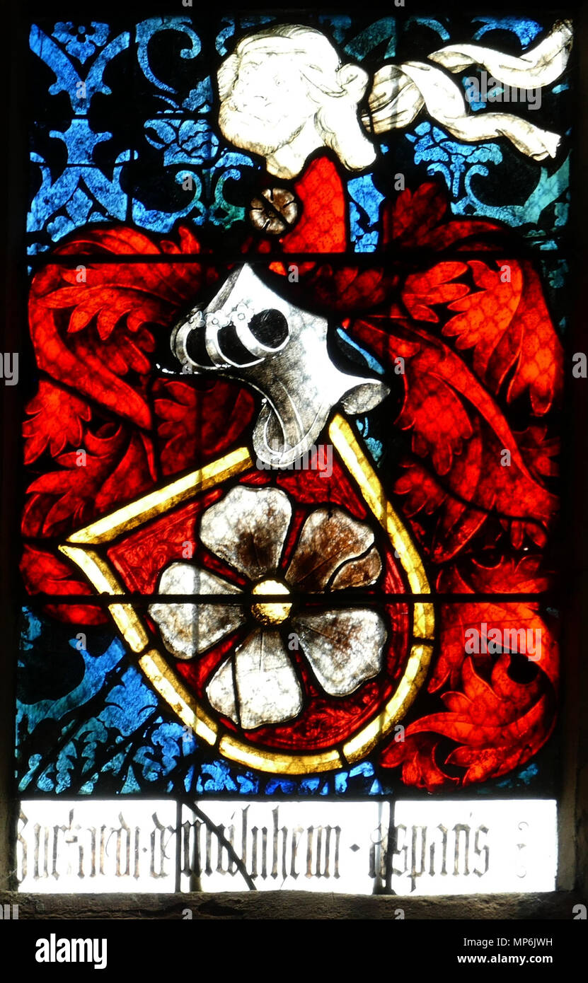 . Alsace, Bas-Rhin, Walbourg, église abbatiale Sainte-Walburge (PA00085208, IA67008491). Verrière 'St-Joseph, Marie et Jésus' (1461) : armoiries des Müllenheim. Cet objet est classé Monument Historique dans la base Palissy, base de données du patrimoine mobilier français du ministère français de la culture, sous les références IM67008562 et IM67008561. Brezhoneg | Français | Deutsch | English | Español | Français | English | Deutsch | Italiano | Português | Plattdüütsch |  +/- . 25 août 2015. © Ralph Hammann - Wikimedia Commons Walbourg 1248 SteWalburge 82-37 Banque D'Images . Alsace, Bas-Rhin, Walbourg, église abbatiale Sainte-Walburge (PA00085208, IA67008491). Verrière 'St-Joseph, Marie et Jésus' (1461) : armoiries des Müllenheim. Cet objet est classé Monument Historique dans la base Palissy, base de données du patrimoine mobilier français du ministère français de la culture, sous les références IM67008562 et IM67008561. Brezhoneg | Français | Deutsch | English | Español | Français | English | Deutsch | Italiano | Português | Plattdüütsch |  +/- . 25 août 2015. © Ralph Hammann - Wikimedia Commons Walbourg 1248 SteWalburge 82-37 Banque D'Images