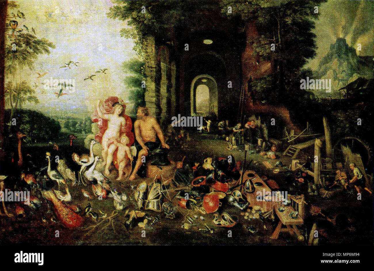 . Deutsch : Jan Brueghel d.J. und Hendrik van Balen (Figuren), Vénus und Vulkan (Allegorie der Elemente Luft und Feuer). Öl auf Leinwand, 62,5 x 95 cm. vers 1625. Jan Brueghel le Jeune (1601-1678) Noms alternatifs Jan Bruegel (II), Jan Brueghel (II), Jan Brueghel le jeune peintre et dessinateur Flamand Description Date de naissance/décès 13 septembre 1601 (baptisé) 1er septembre 1678 Lieu de naissance/décès Anvers Anvers lieu d'Italie (1622-août 1625), Anvers (1625-1678) contrôle d'autorité : Q285933 : VIAF 42046414 ISNI : 0000 0000 8376 3302 ULAN : 500013747 RCAC : N850950 Banque D'Images