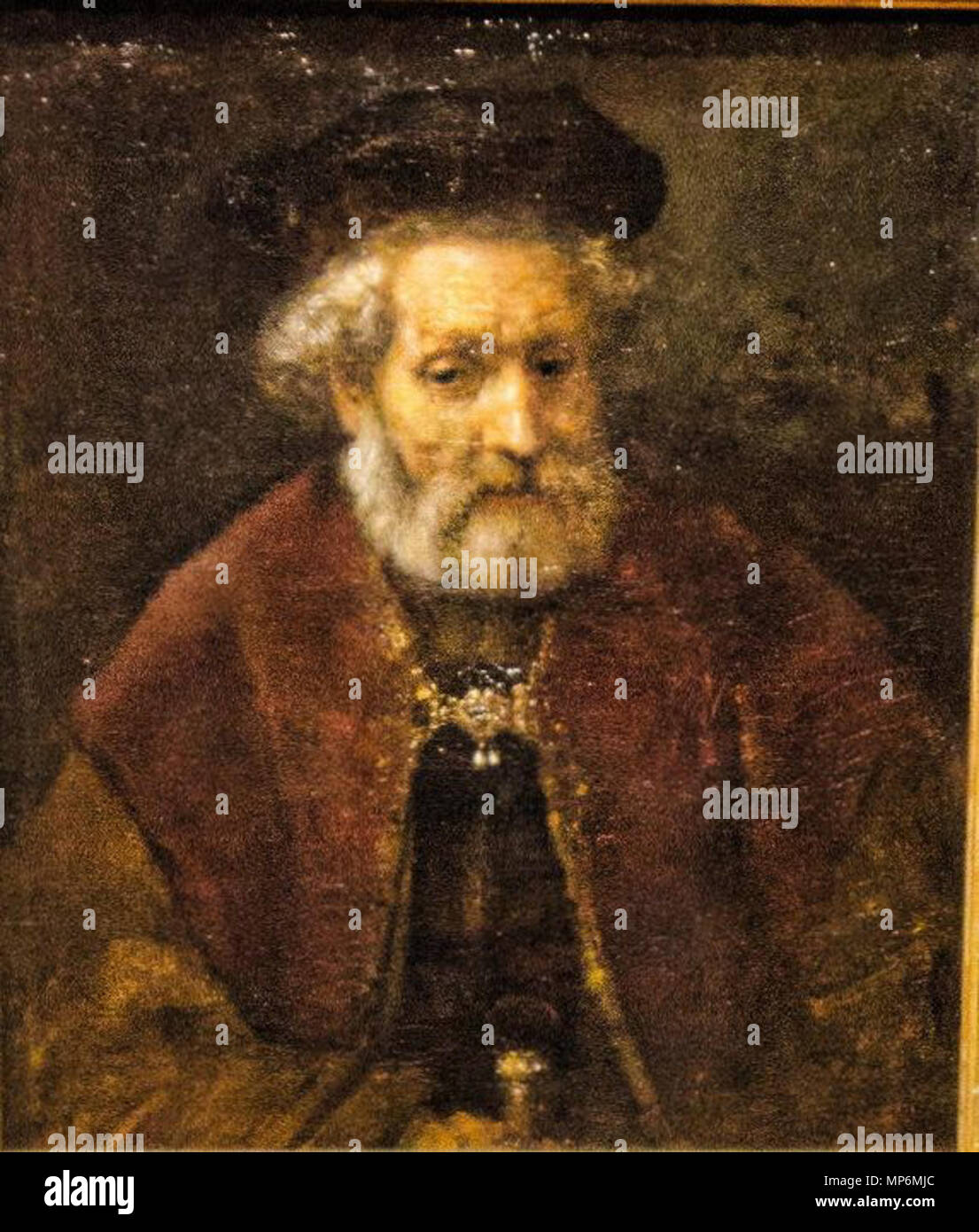 Anglais : Vieil homme avec une barbe et beret 1667. 1049 Rembrandt - Portrait d'un vieil homme barbu en Beret - E. Bagley Banque D'Images