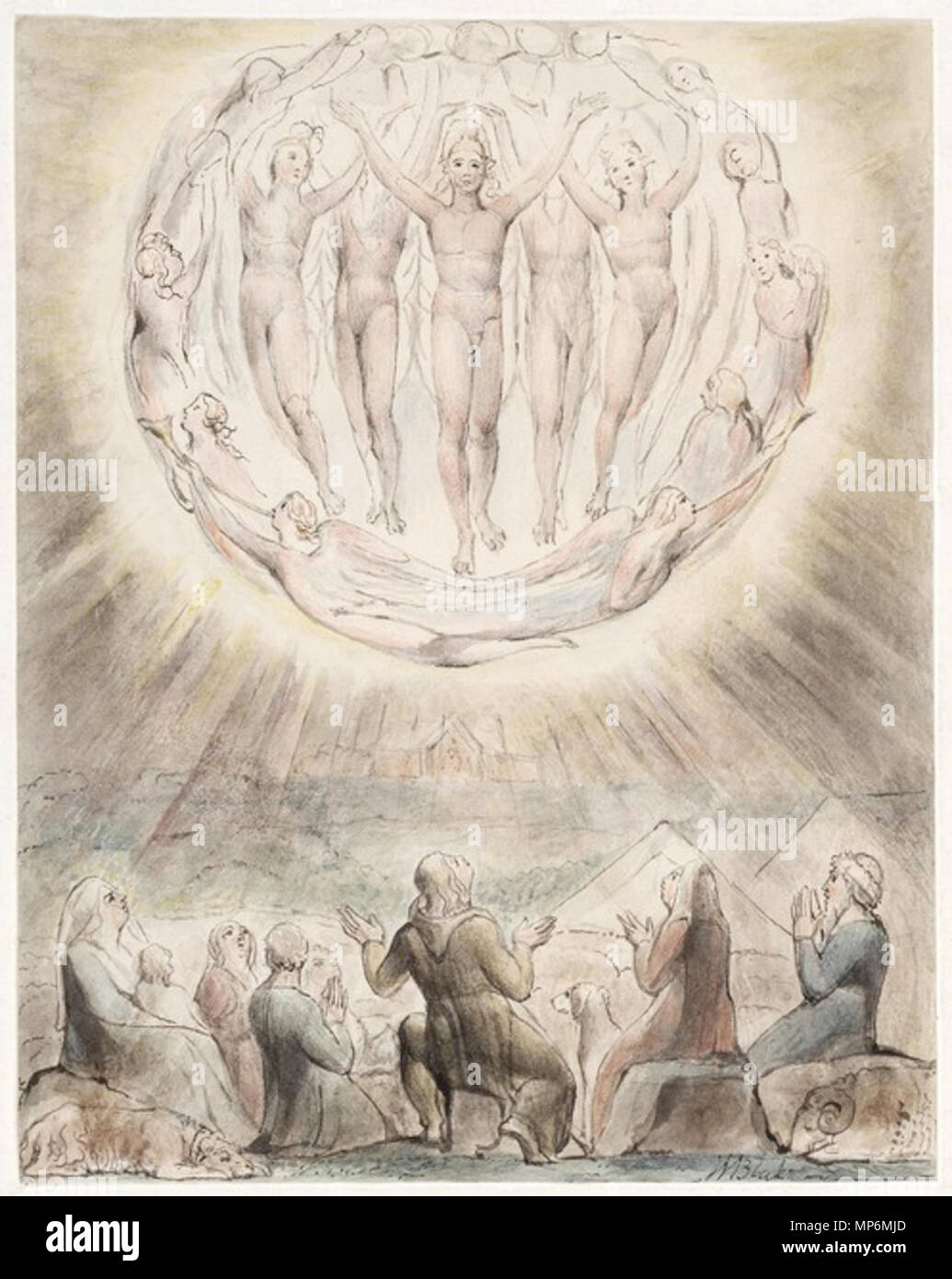 . Illustration à l'aquarelle à Milton's sur le matin de la Nativité du Christ, par William Blake . 1815. Art par William Blake 942 Onthemorningtbutts2 Banque D'Images