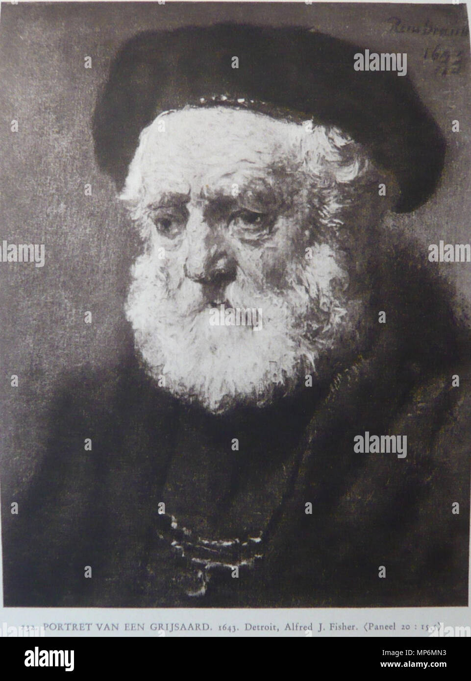Anglais : Vieil homme à barbe et beret 1643. 1051 Rembrandt ou disciple - Portrait d'un homme avec une barbe en beret Banque D'Images