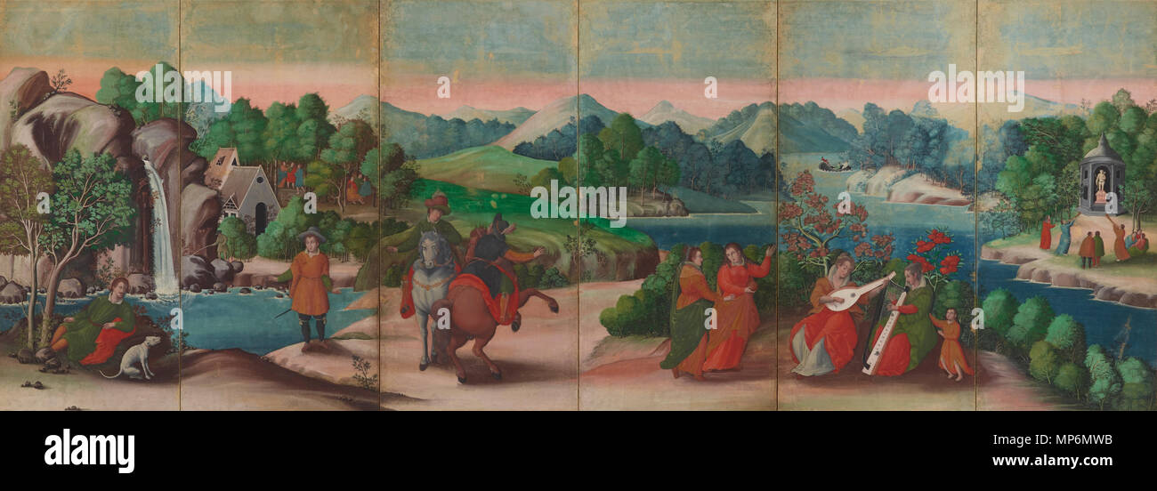 . Anglais : Western us et coutumes, byobu (Fukuoka Art Museum) 紙本著色泰西風俗図 六曲屏風 日本語 : . Momoyama (1568-1600). Période Momoyama anonyme-artiste 1256 us et coutumes de l'Ouest (byobu Fukuoka Art Museum) droit Banque D'Images