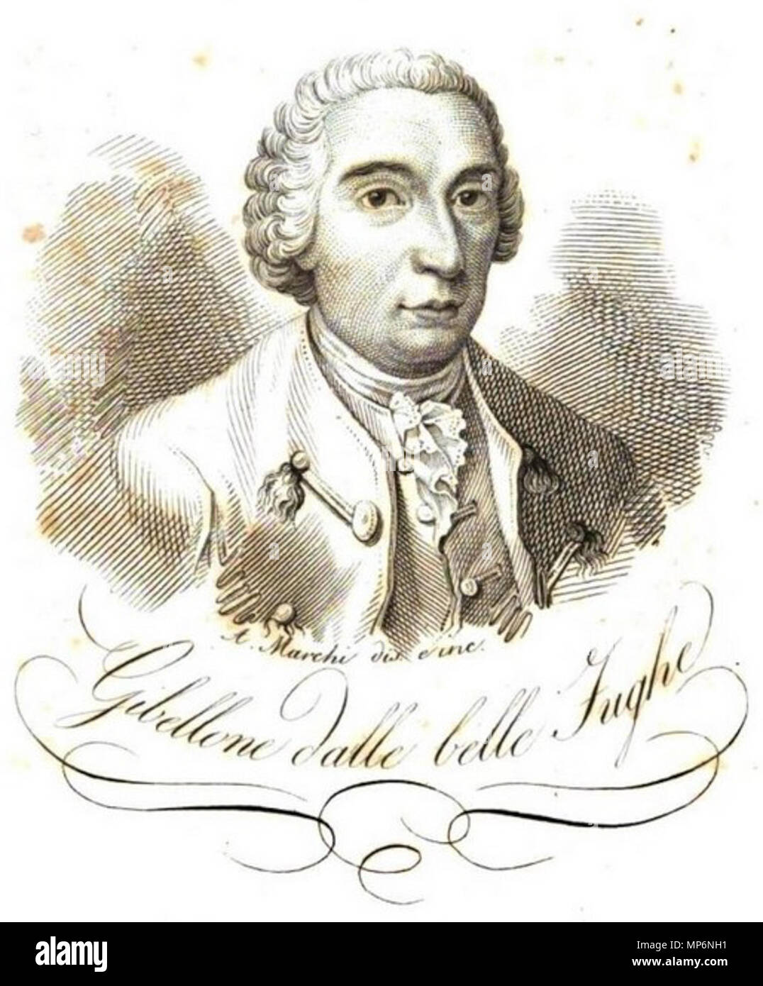 . Anglais : Portrait de la chanteuse et compositeur italien Lorenzo Gibelli (1718-1812) . 1830. A. Marchi 819 Lorenzo Gibelli par un Marchi Banque D'Images
