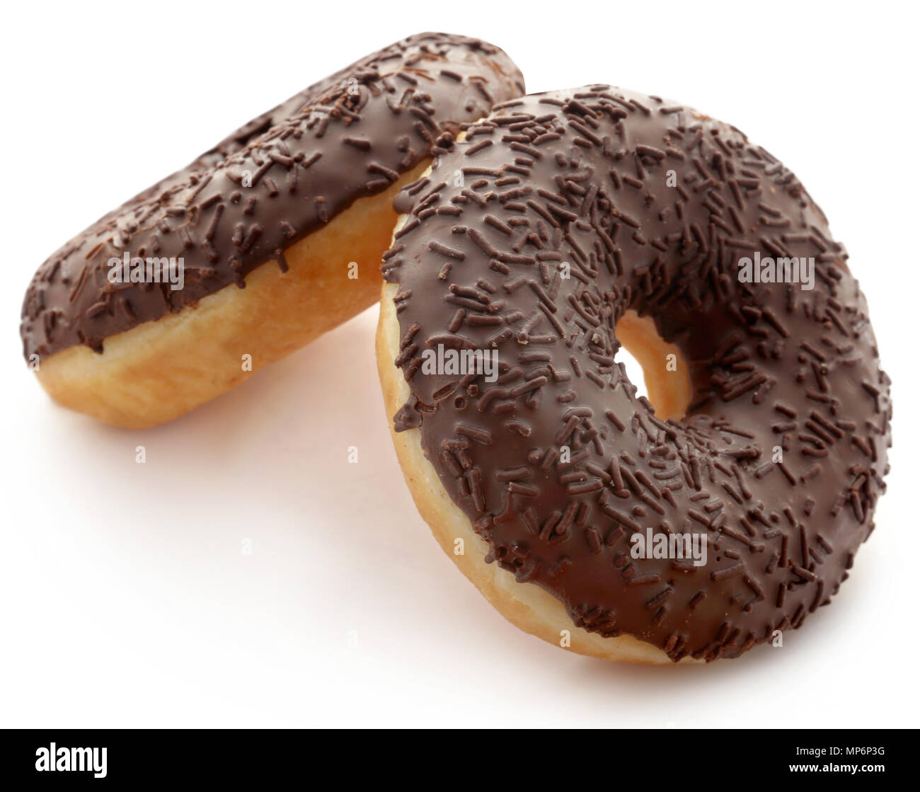 Beignets chocolat isolated over white background Banque D'Images