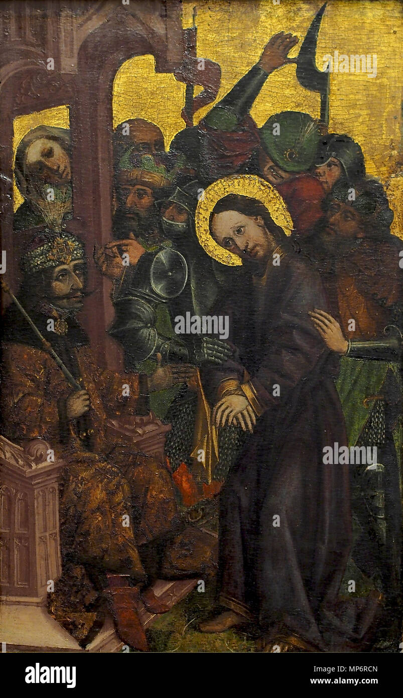 Jésus debout avant Poncius Pilat Le Christ avant de Ponce Pilate, milieu du xve siècle. Pilatom 719 Jezus pred (alt) Banque D'Images