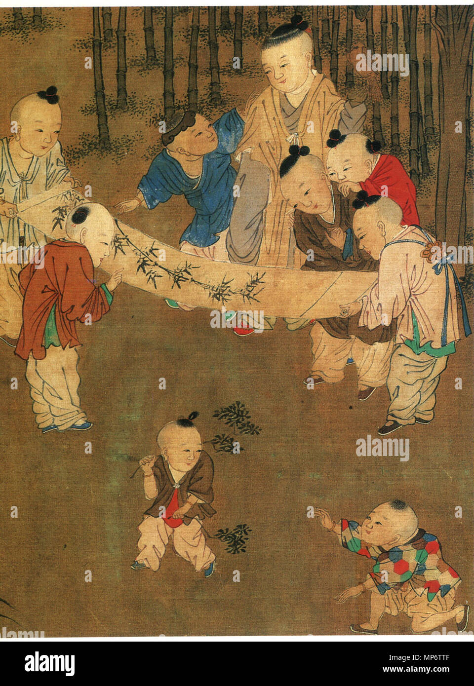 《長春百子圖 en chinois traditionnel : num.》 une centaine d'enfants dans le ressort long détail 12ème siècle AD, Dynastie Song. 942 100 enfants dans le ressort long2 Banque D'Images