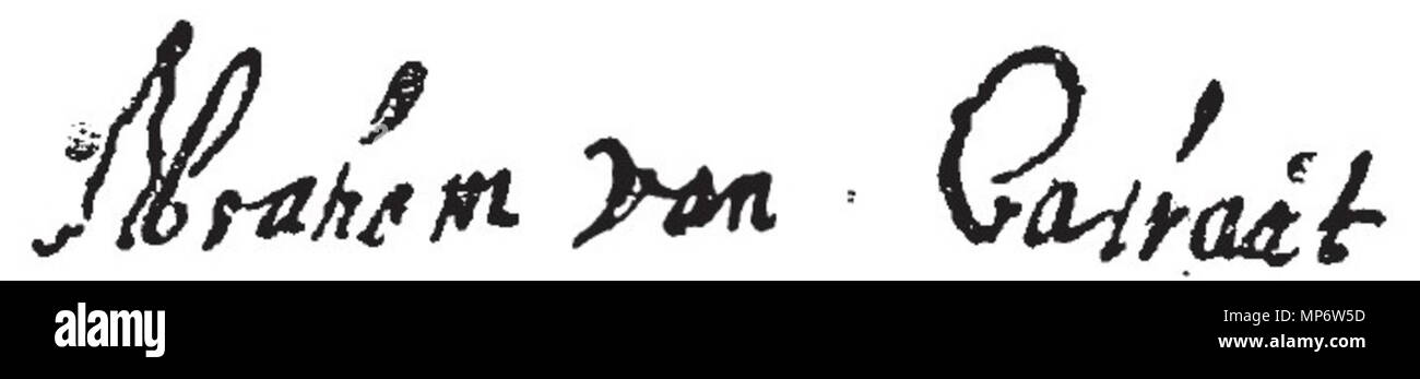 . English : Signature de Calraet Abraham peintre à Dordrecht (nl) . Entre 1642 et 1722. Calraet Abraham (1642-1722) Signature 1120 Calraet Abraham Banque D'Images