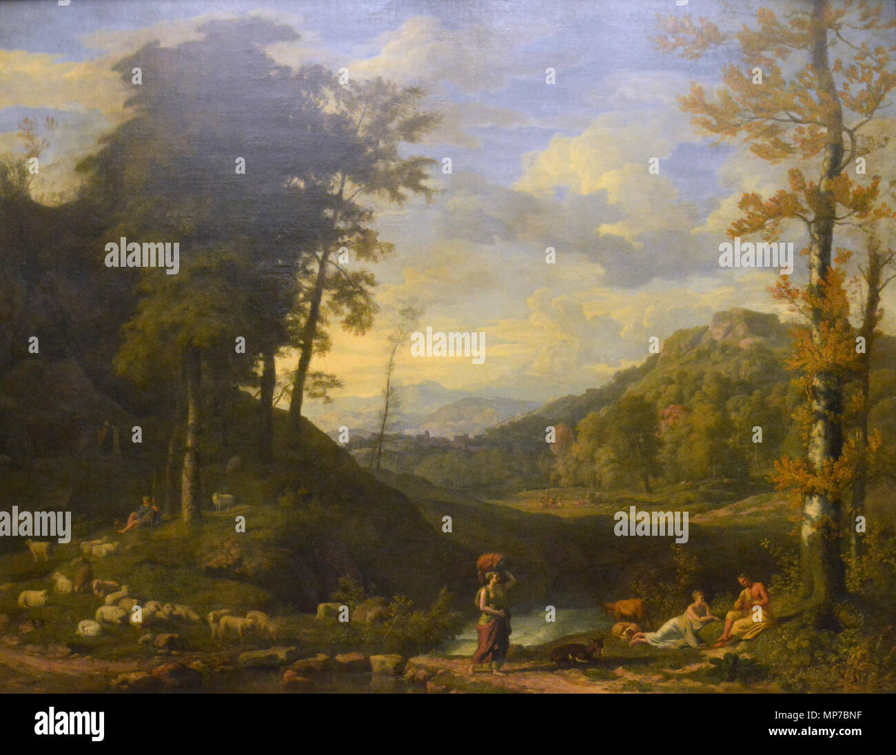 968 Paysage avec berger et joueur de flûte - Johannes Glauber - Musée du Louvre Banque D'Images